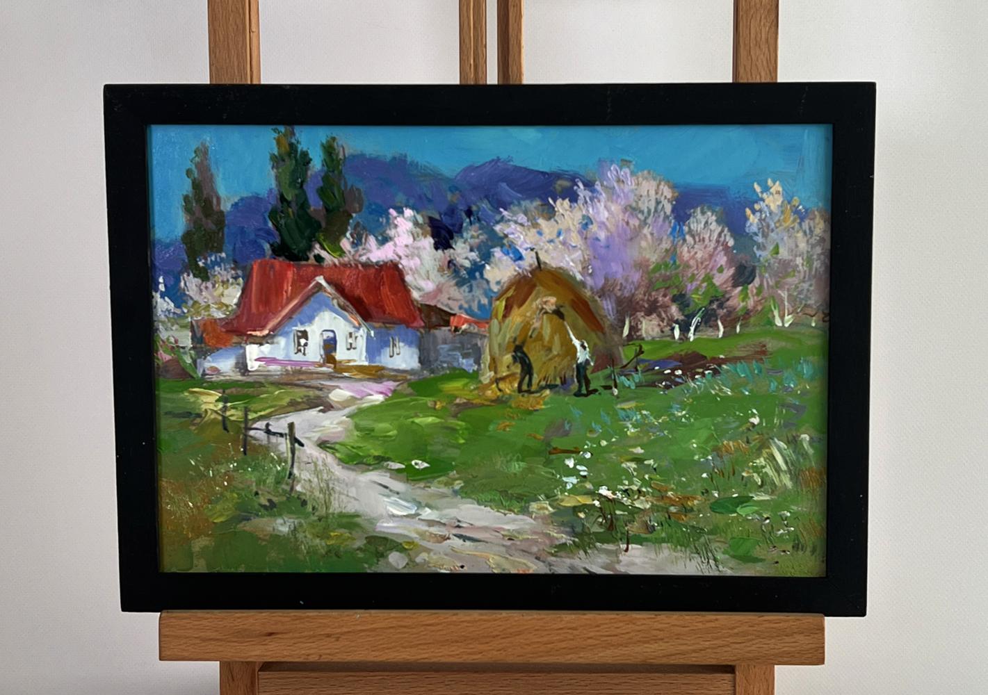 Oil painting Rural working days by Yuriy Suprunchuk, rustic countryside scene