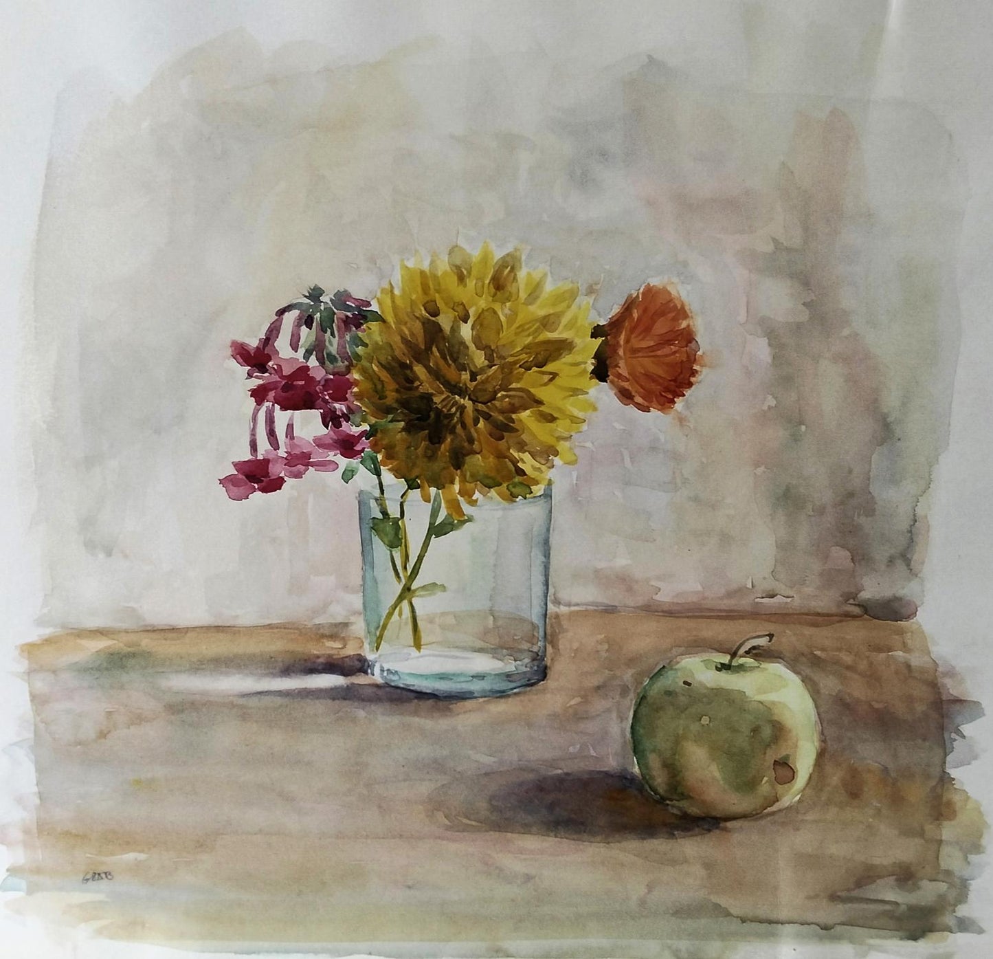 Watercolor painting Harmony of fruits and flowers by Vitaly Duhnevich