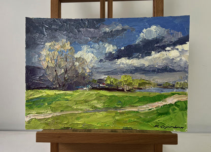 Vibrant impressionist oil painting The first rays of warm Boris Serdyuk