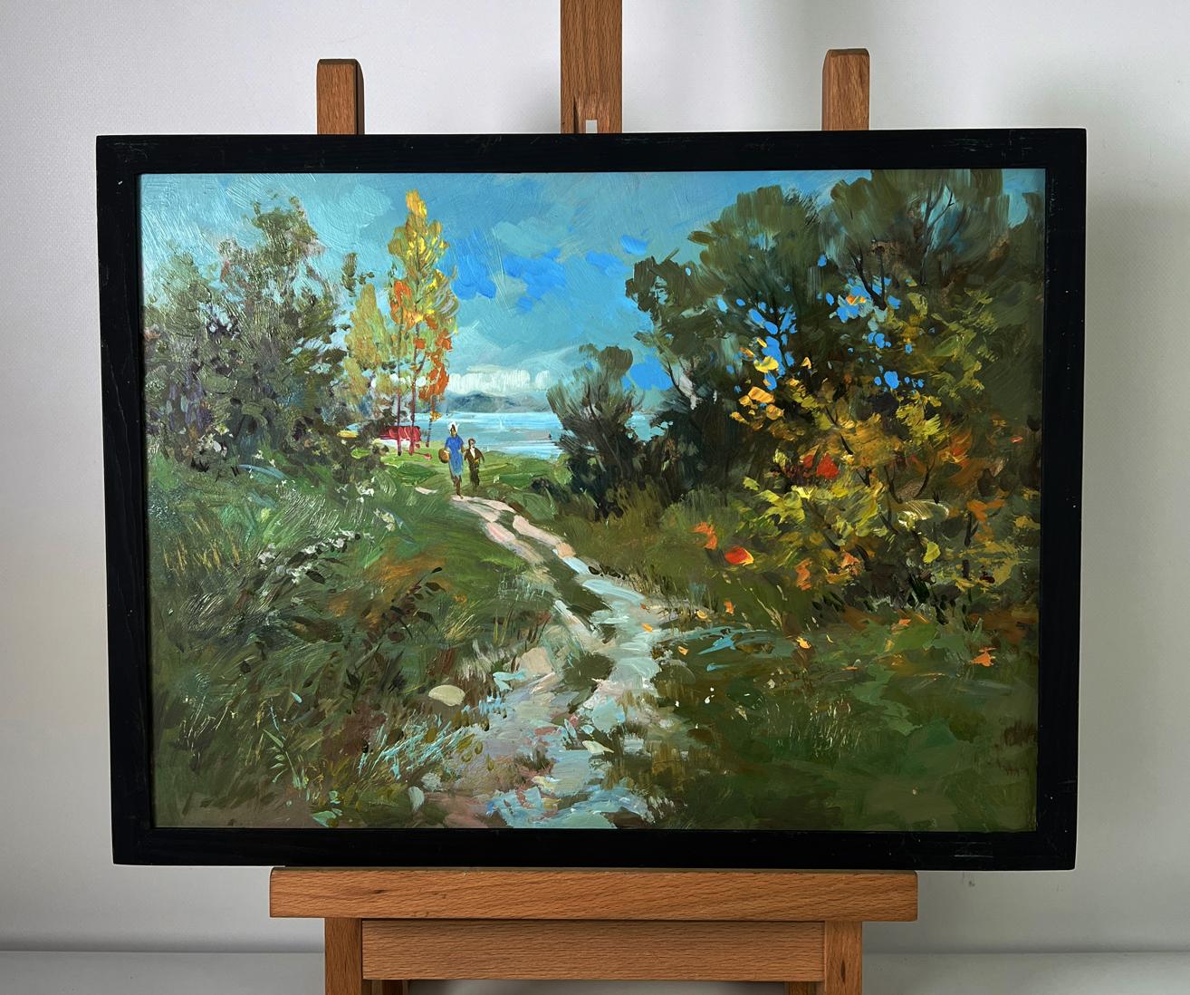 Oil painting The road to the river by Yuriy Suprunchuk, autumn path to water