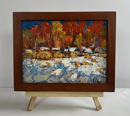 Oil painting Sunny winter day by Oksana Ivanyuk in wooden frame