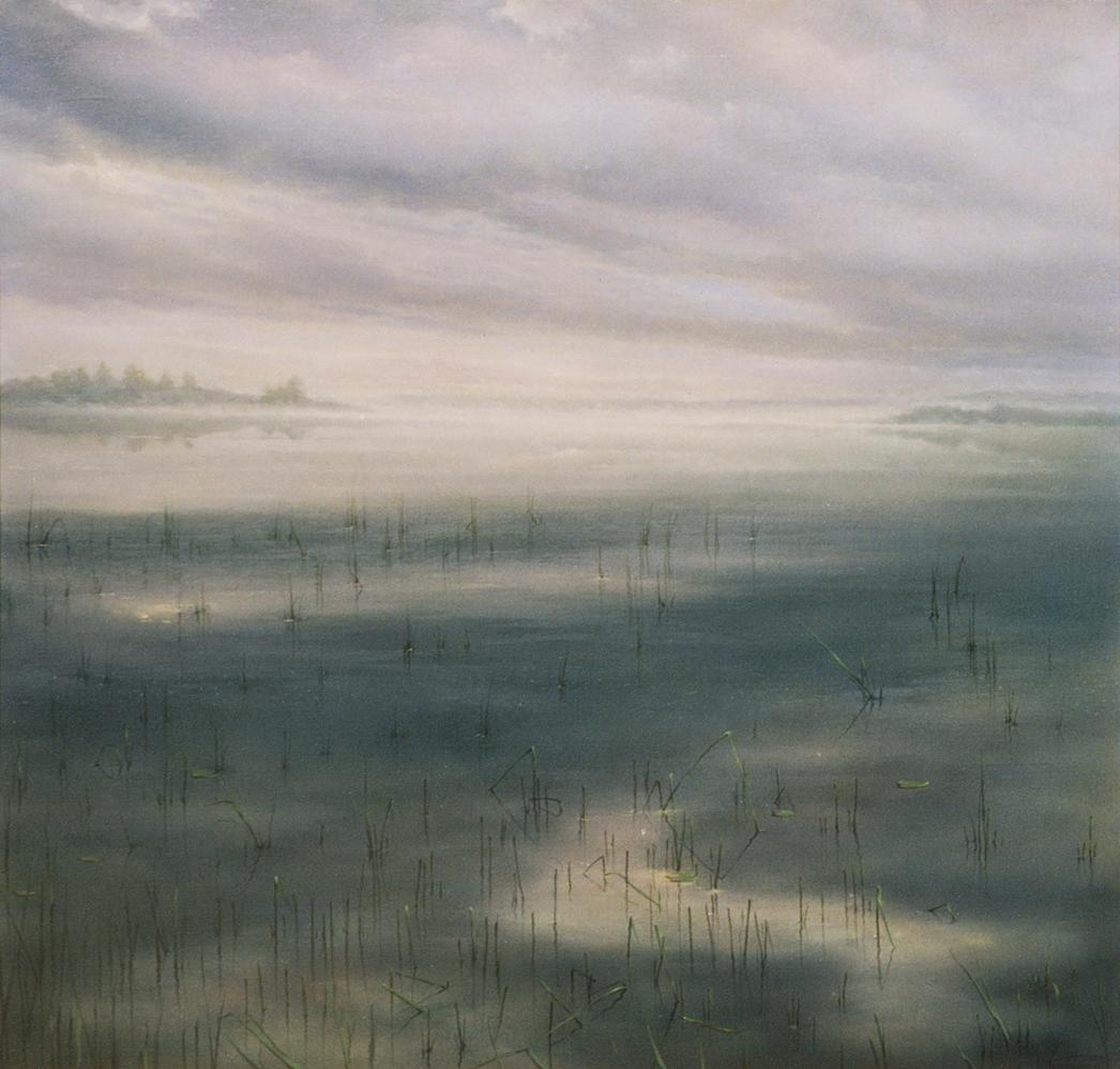 Oil painting Foggy morning by the river by Vasily Korkishko