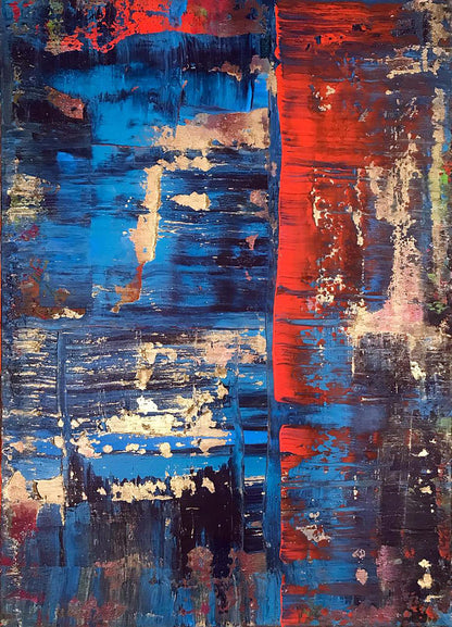 Acrylic painting Pleasure by Olga Melezhik: bold blue red stripes