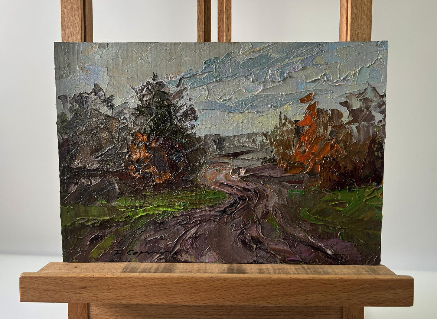 Oil painting Road to the autumn forest by Boris Serdyuk