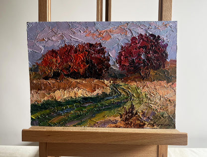 Oil painting Crimson autumn in the forest by Boris Serdyuk