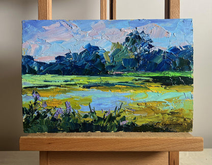 Vibrant impressionist oil painting Morning on the lake by Boris Serdyuk