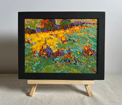 Vibrant impressionist oil painting The last ray of sunshine by Oleksiy Ivanyuk in black frame