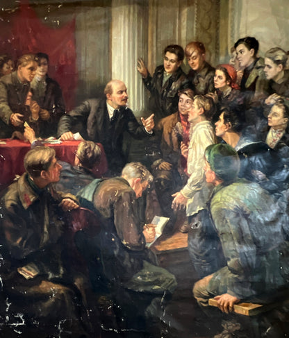 Oil painting Lenin among delegates of the 3rd Congress of Komsomol Viktor Terentyev