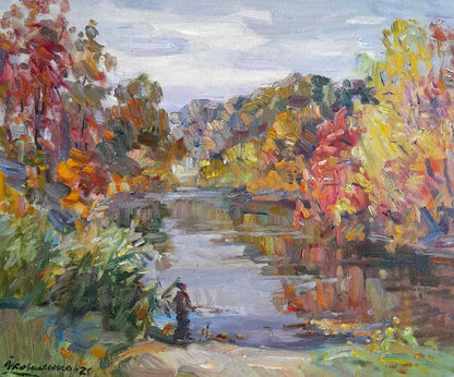 Oli painting Fishing Ivan Kovalenko