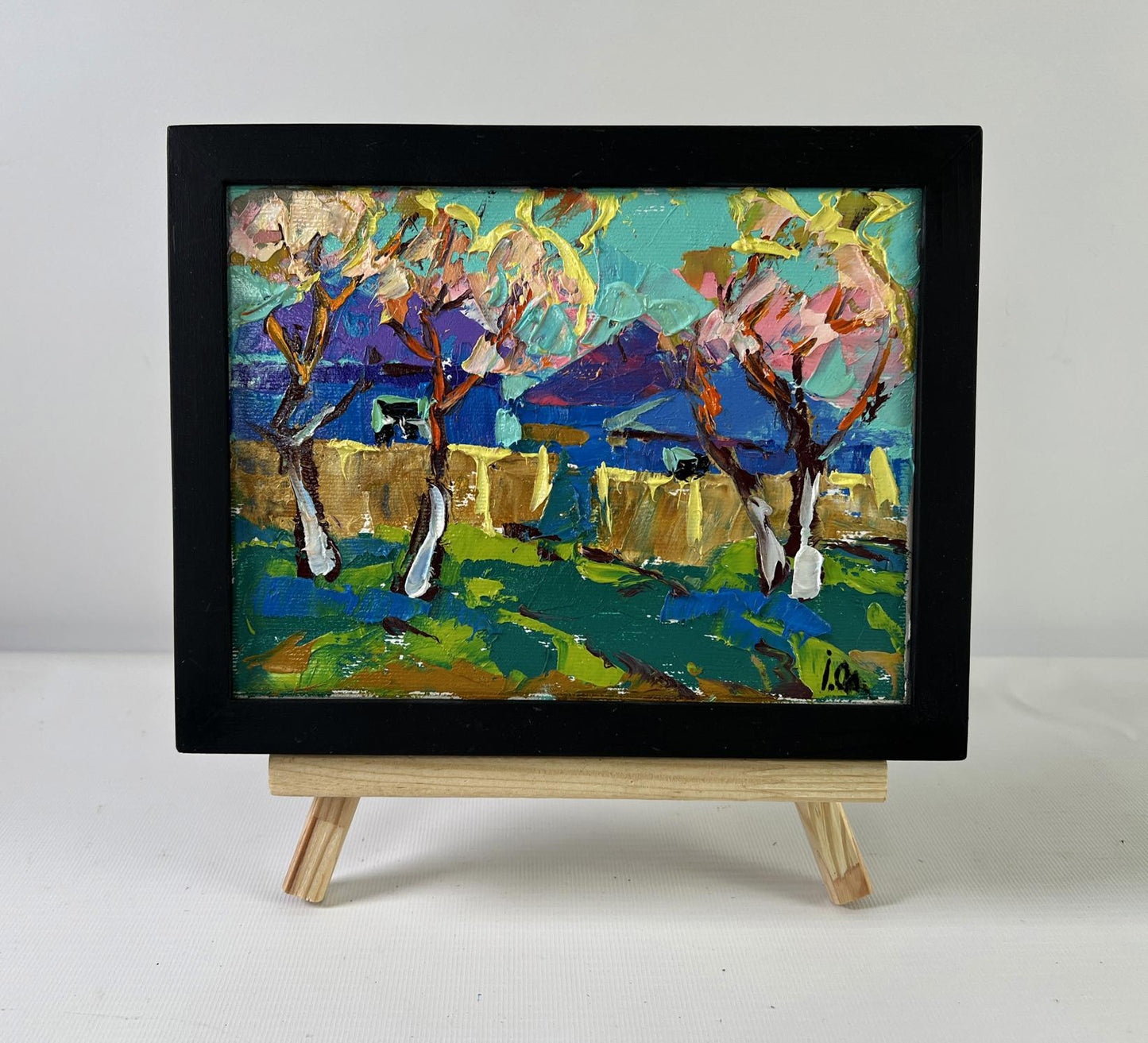 Oil painting Spring Awakening by Oleksiy Ivanyuk in black frame