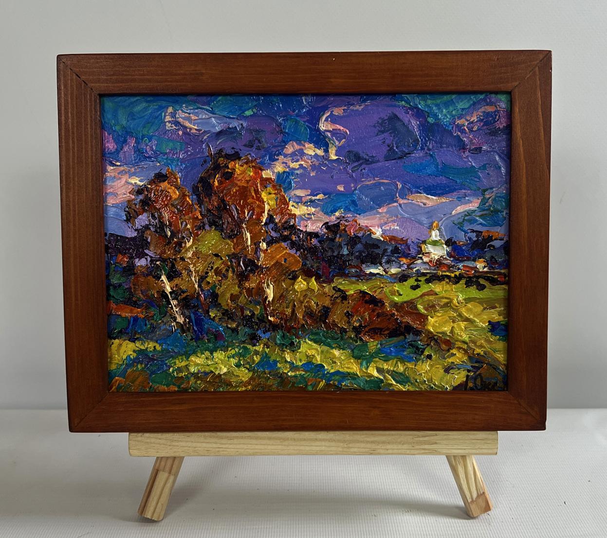 Oil painting Autumn Breeze in the Forest by Oksana Ivanyuk, vibrant landscape