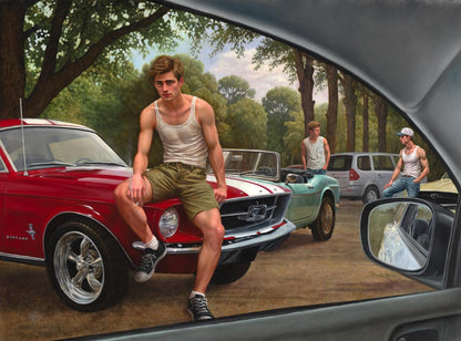 Oil painting American Boys On Cars Richard Fox