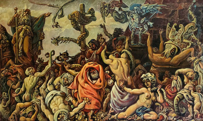 Oil painting The Copper Serpent by Daniil Litvinov, hellish torment scene