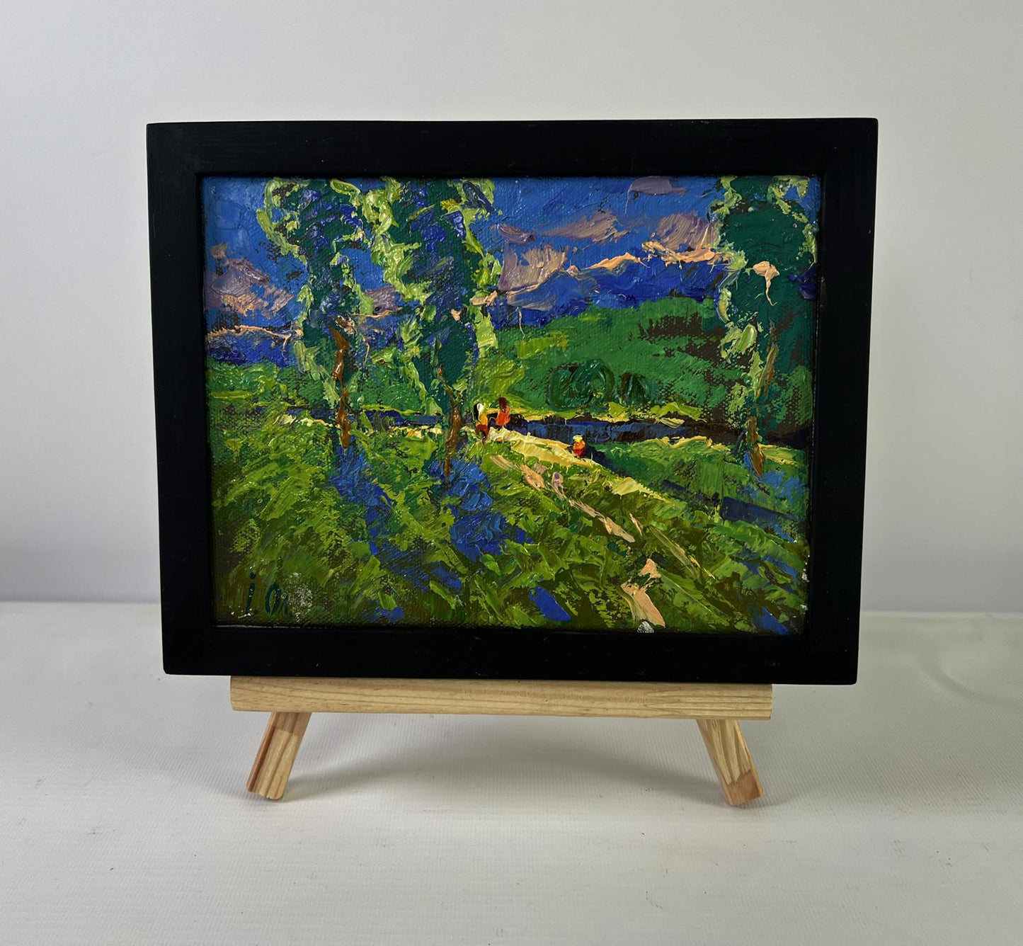 Oil painting Summer vacation and field paths by Oleksiy Ivanyuk in black frame