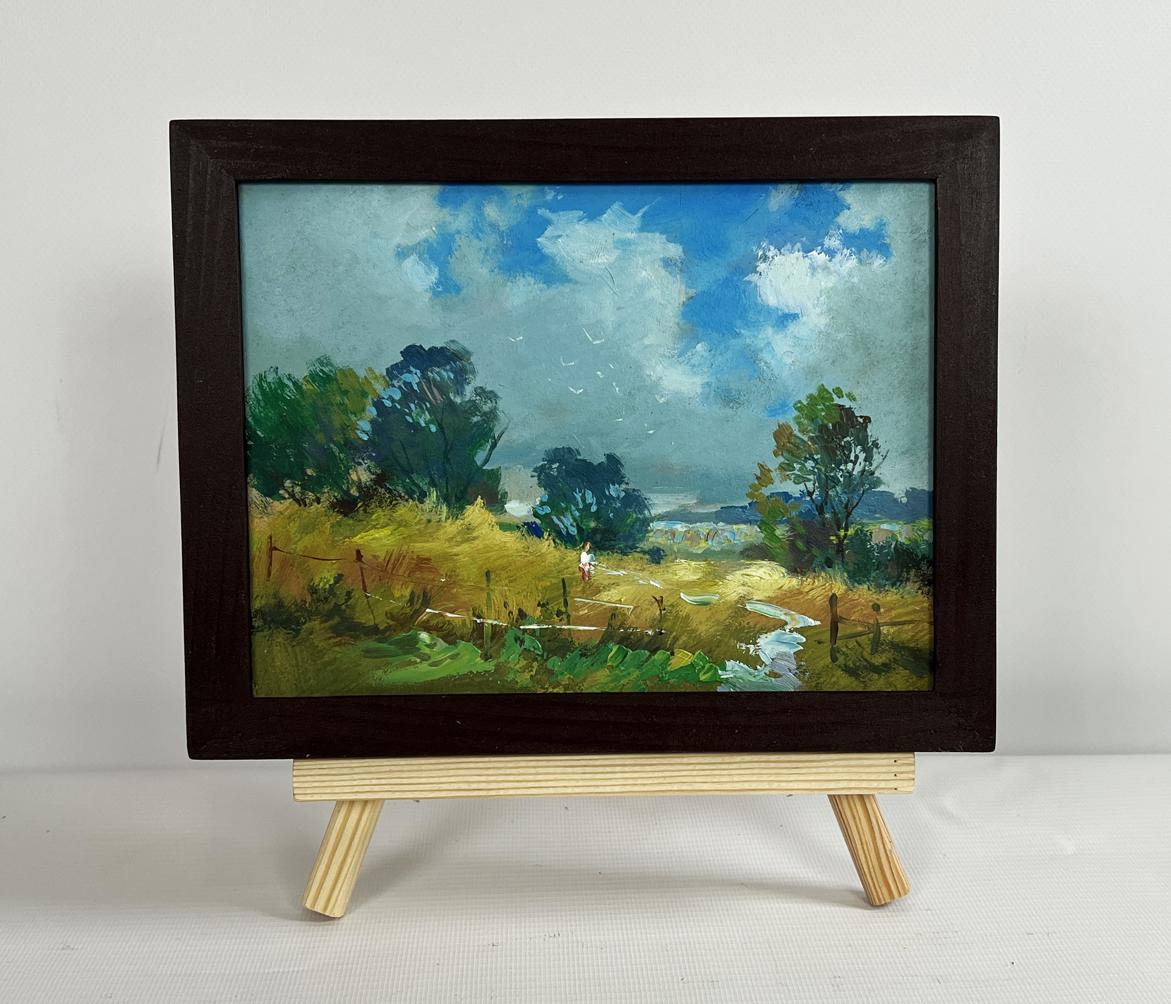 Oil painting Warm breath of the field by Yuriy Suprunchuk in dark wood frame