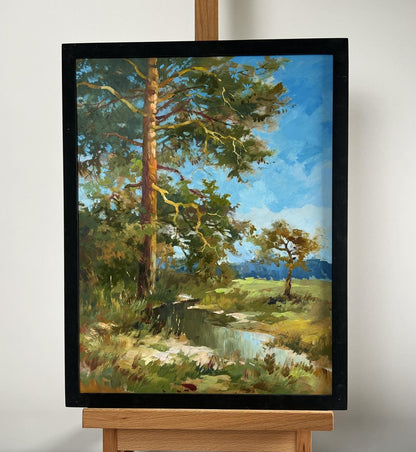 Oil painting Whisper of forest and water by Yuriy Suprunchuk serene forest scene