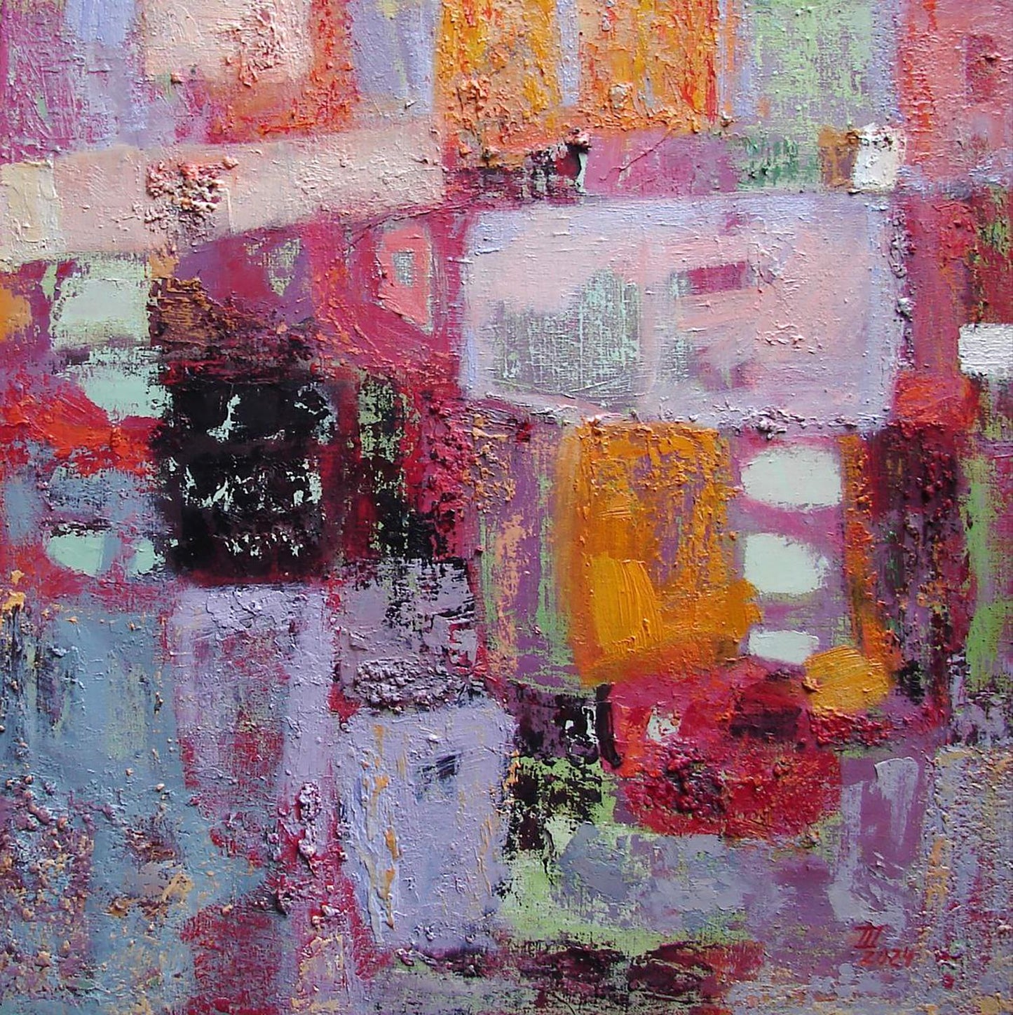 Vibrant oil painting Some sun by Tatyana Shulyak in reds, purples, oranges, blues