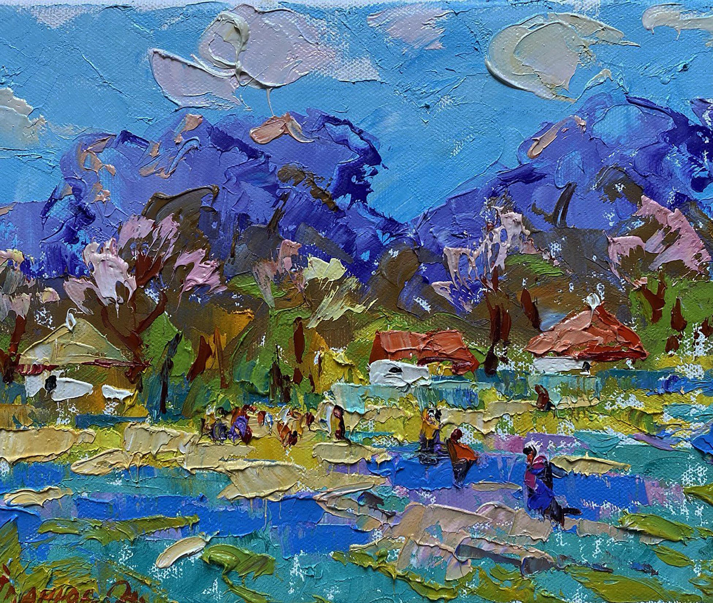 Vibrant impressionist oil painting Spring in the village by Oleksiy Ivanyuk