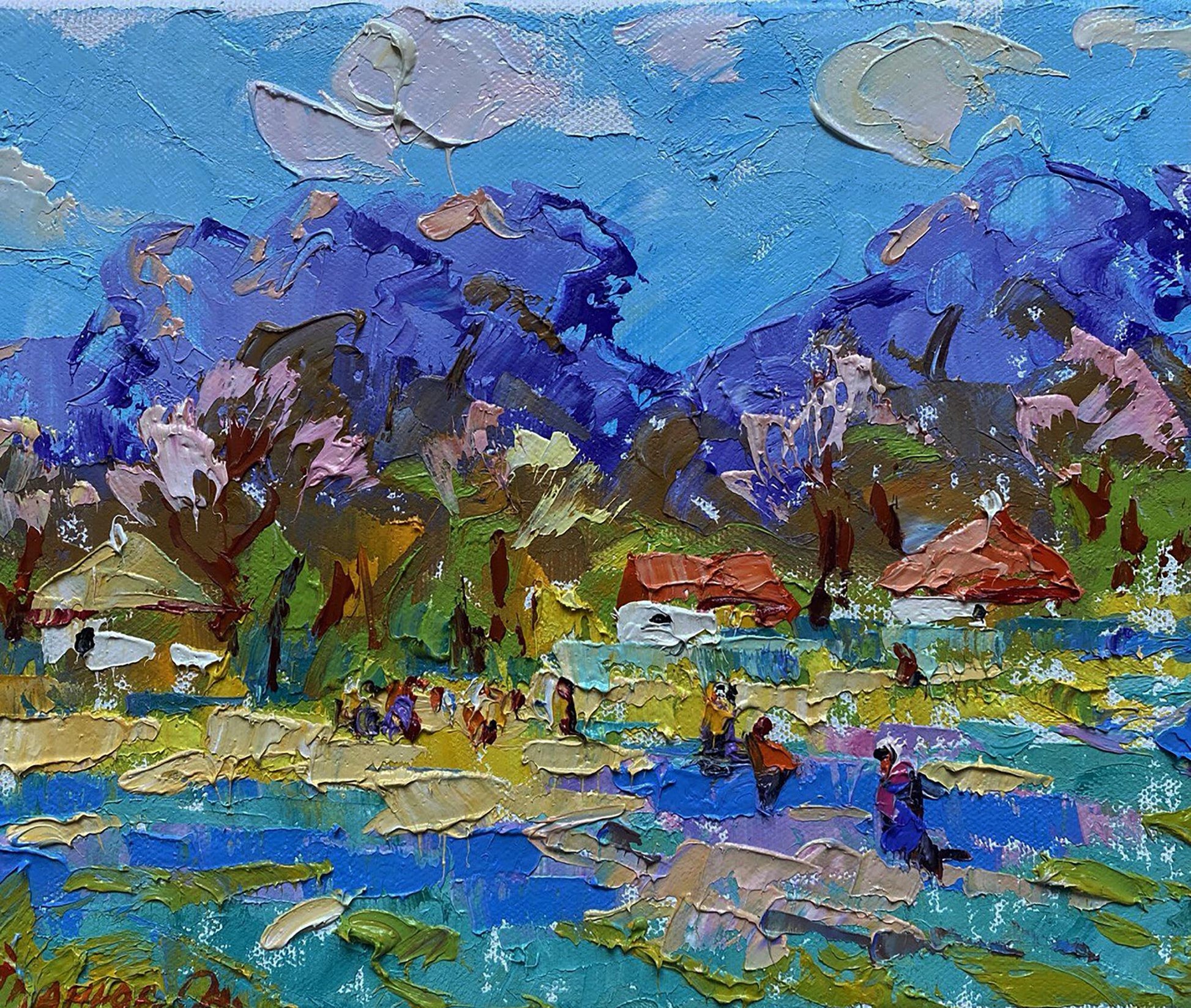 Vibrant impressionist oil painting Spring in the village by Oleksiy Ivanyuk