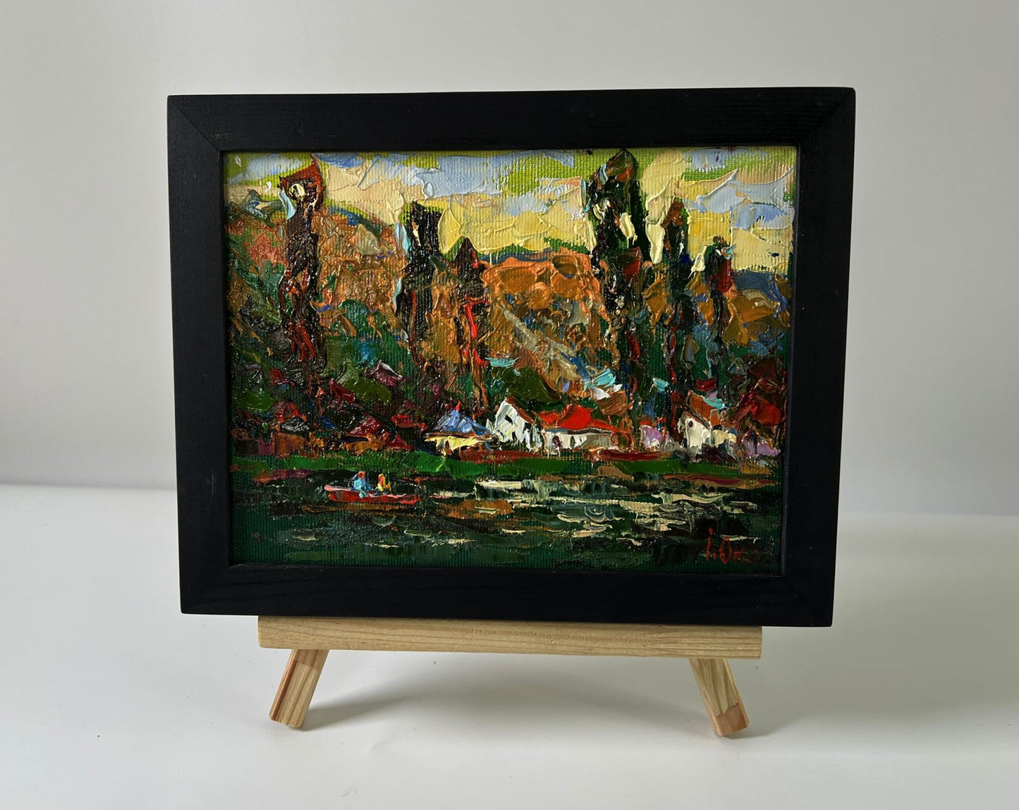 Oil painting Walking around the village lake by Oksana Ivanyuk