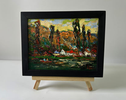 Oil painting Walking around the village lake by Oksana Ivanyuk