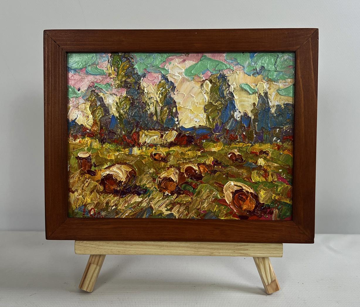 Oil painting Haystacks in the field by Oleksiy Ivanyuk