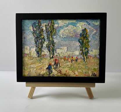 Oil painting Heat outside the city by Oleksiy Ivanyuk pastoral scene