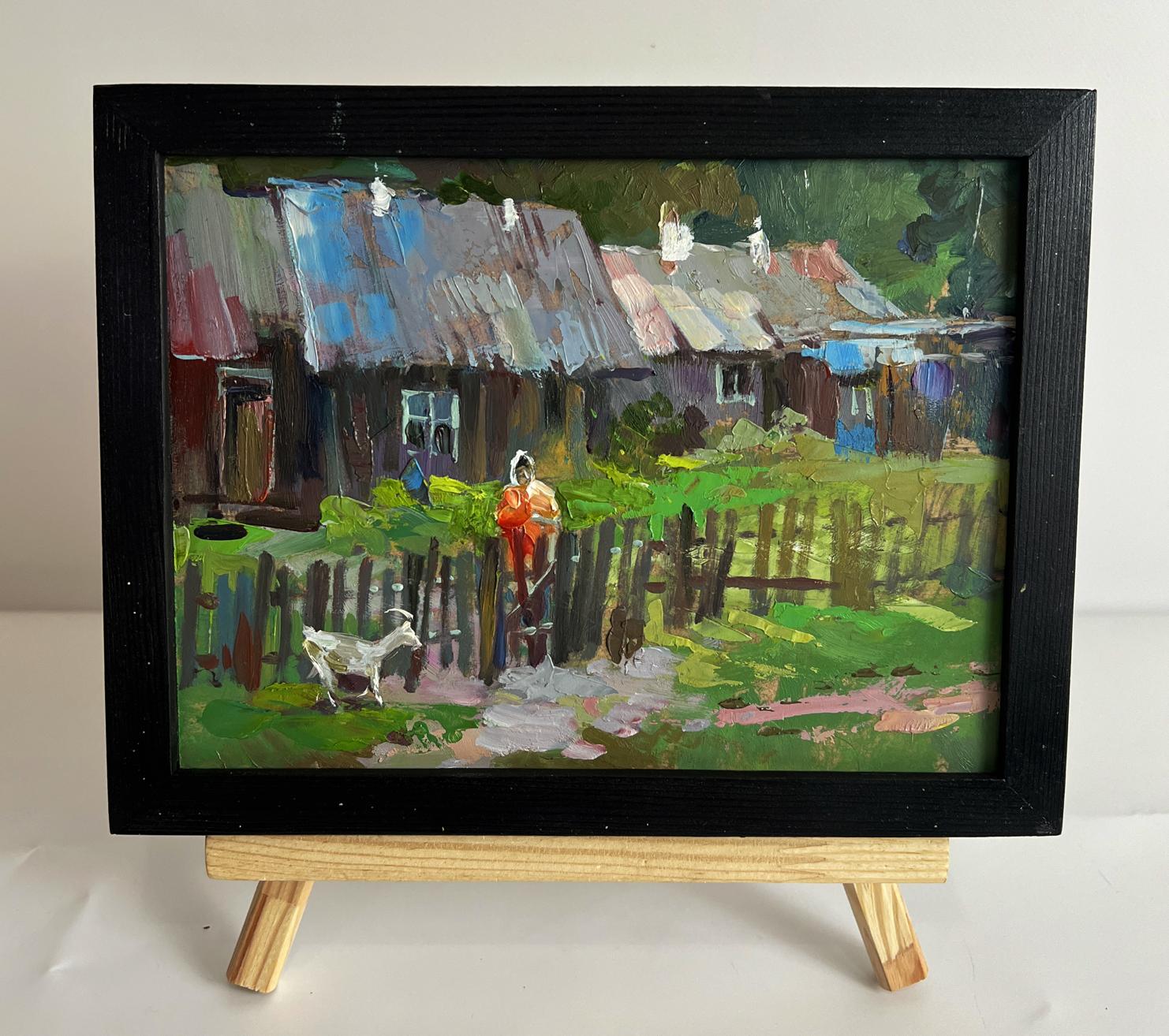 Oil painting Country courtyard by Yuriy Suprunchuk in black frame