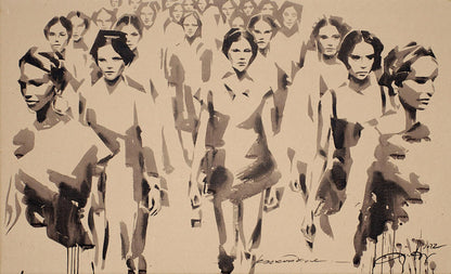 Monochromatic ink wash of Divergence of people by Dima Filatov