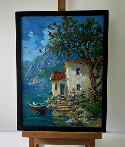 Oil painting House by the Sea by Yuriy Suprunchuk coastal scene