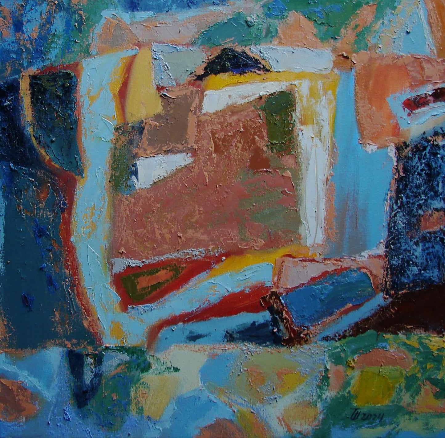 Oil painting Breakfast on the grass by Tatyana Shulyak in vibrant textured strokes