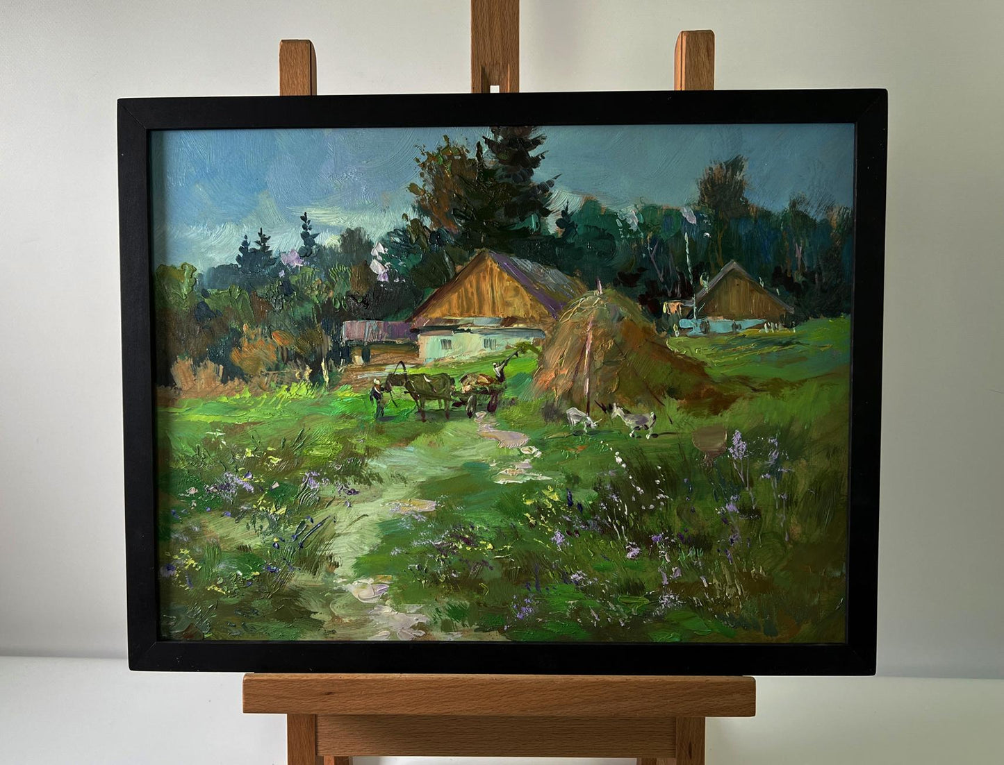 Framed oil painting of rustic countryside by Yuriy Suprunchuk