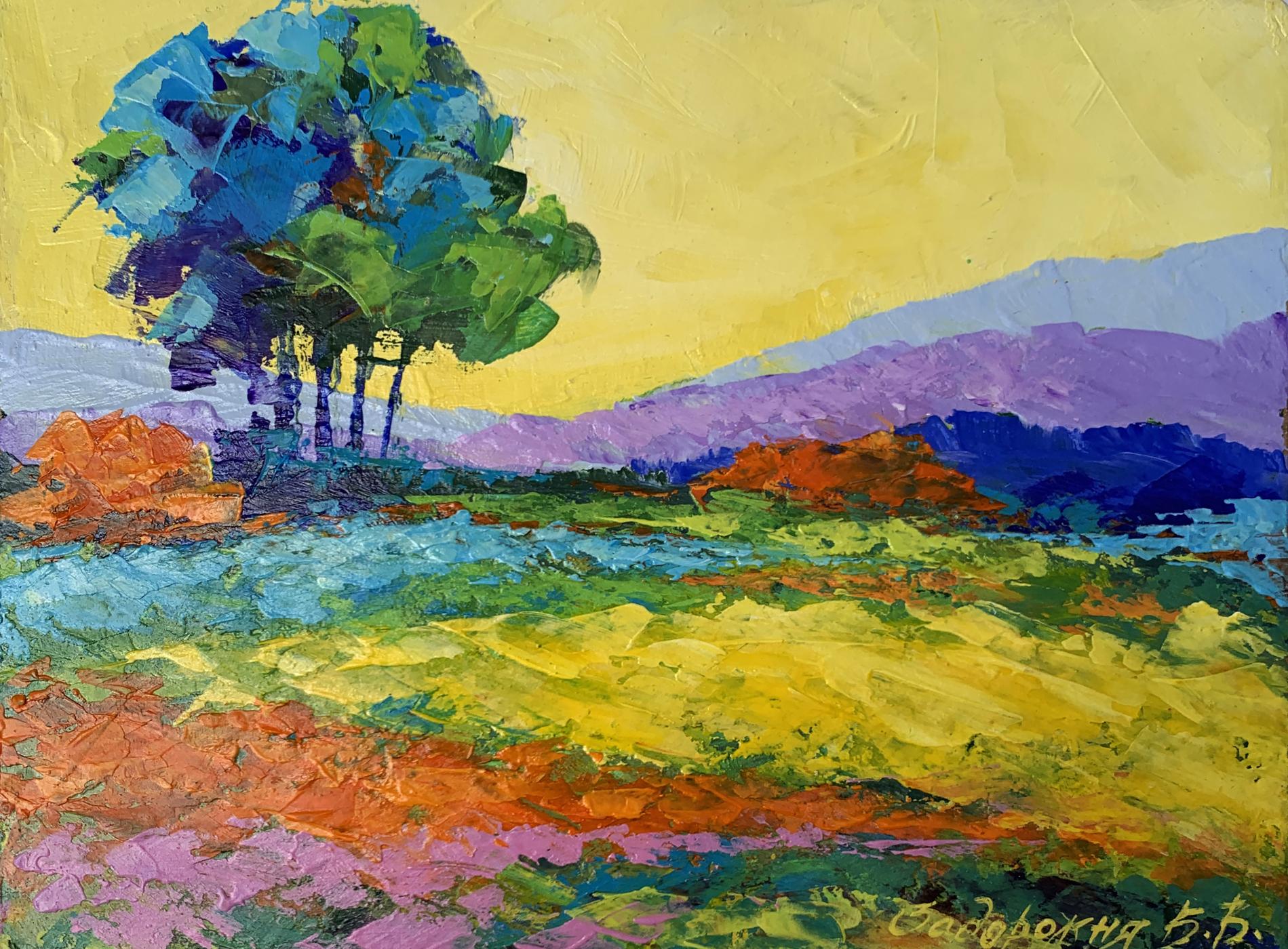 Vibrant impressionist oil painting Sunset is approaching by V. Zadorozhnya