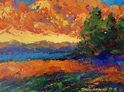 Vibrant impressionist oil painting Windy evening by V. Zadorozhnya