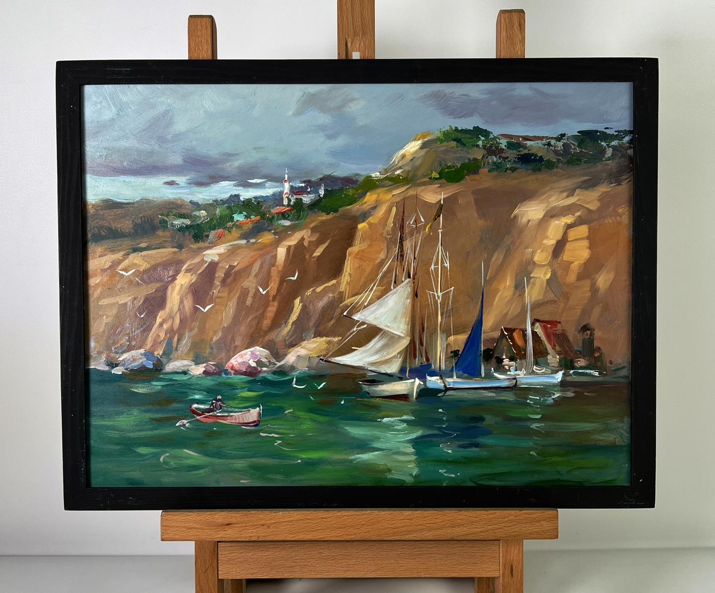 Oil painting Ships at the Mountain by Yuriy Suprunchuk in black frame