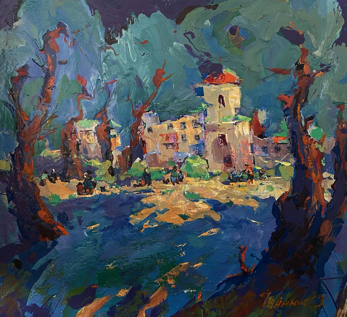 Vibrant impressionist oil painting Fairground square by Oleksiy Ivanyuk