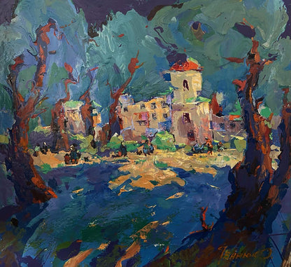 Vibrant impressionist oil painting Fairground square by Oleksiy Ivanyuk