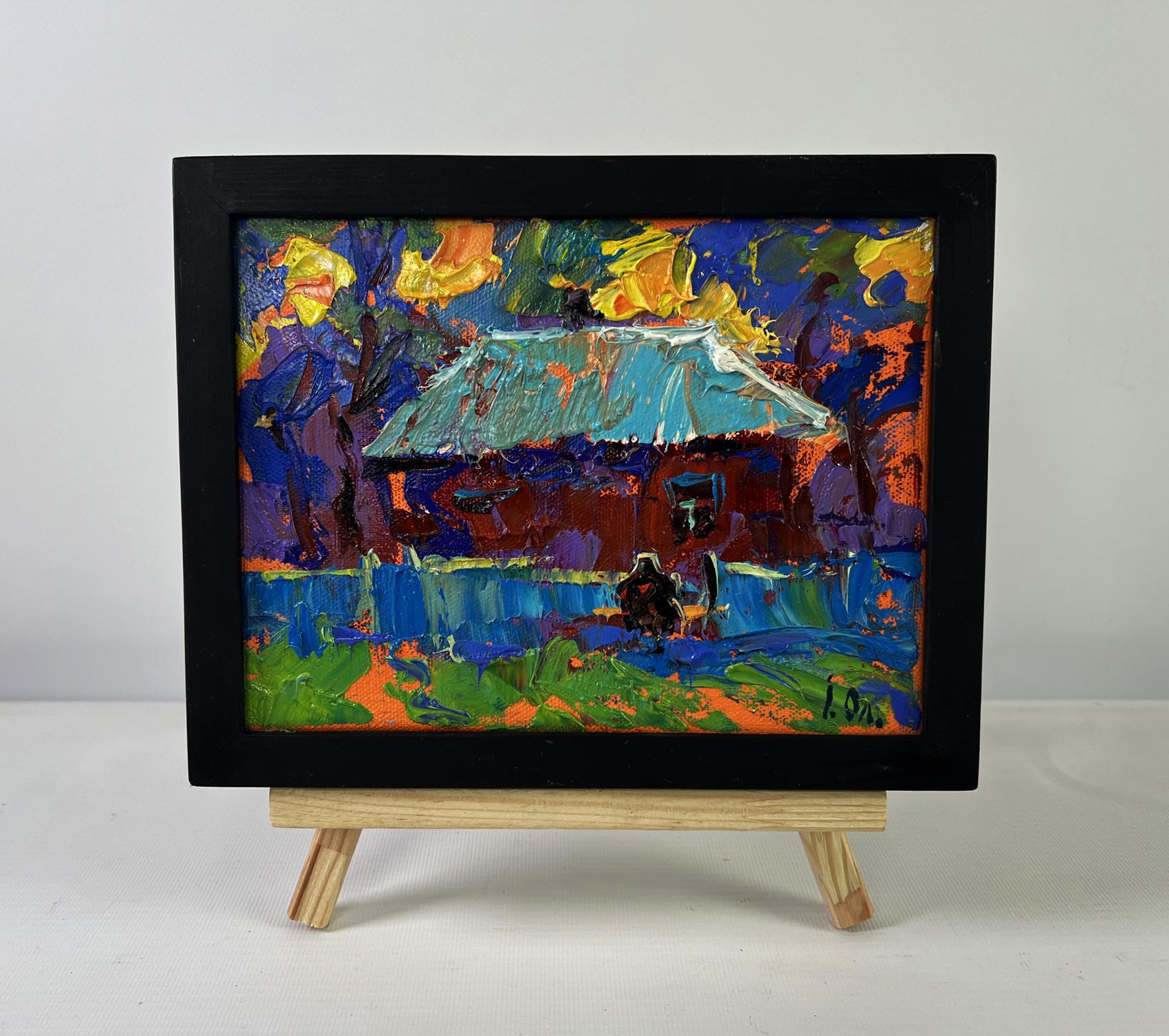 Vibrant Oleksiy Ivanyuk oil painting Sky disappears into silence in black frame