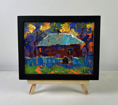 Vibrant Oleksiy Ivanyuk oil painting Sky disappears into silence in black frame