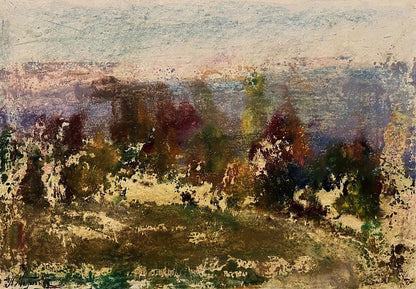 Oil painting Thoughts about nature by Pavlo Miroshnychenko, abstract textured landscape in earthy tones