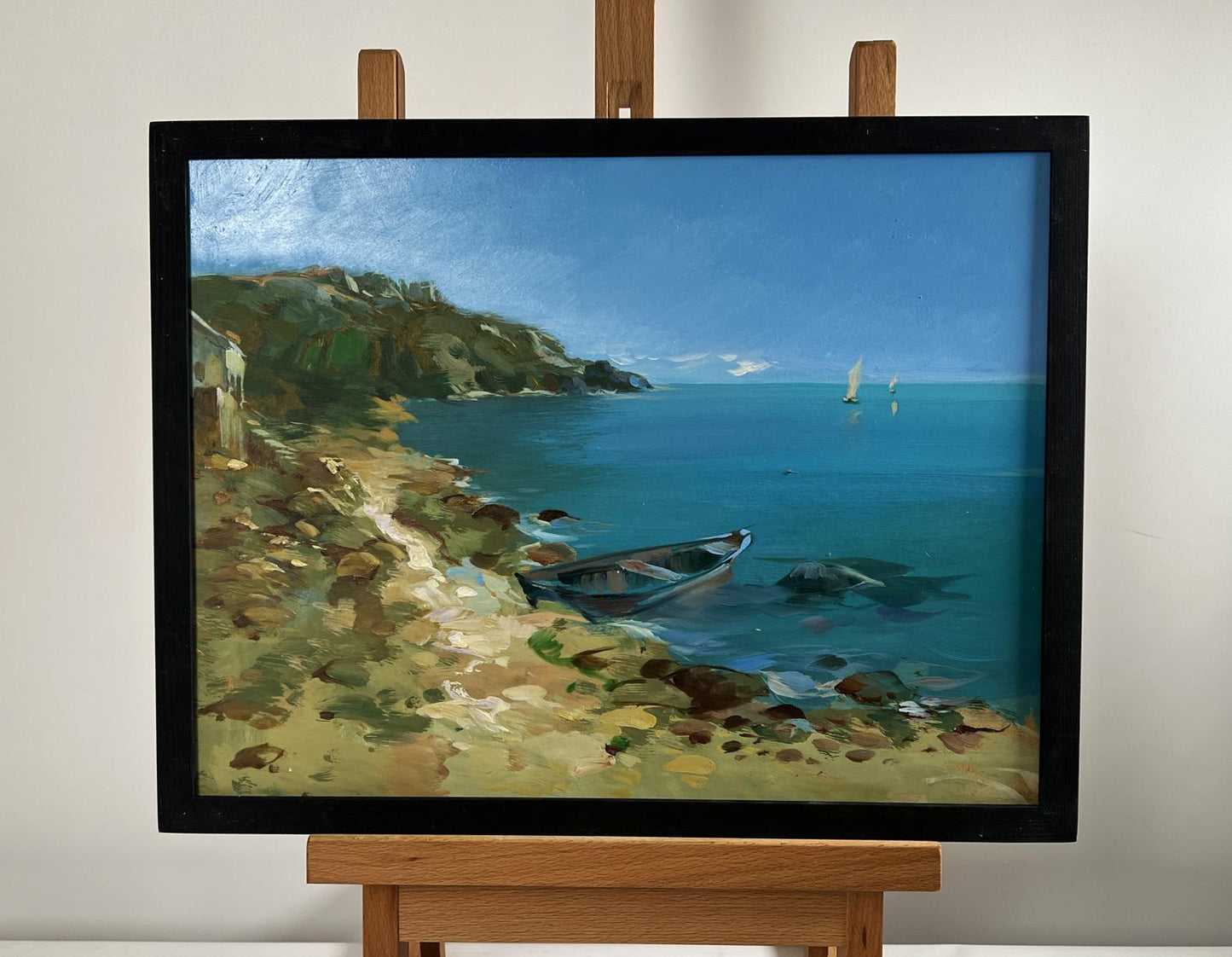 Framed oil painting Across the sea expanses by Yuriy Suprunchuk coastal scene