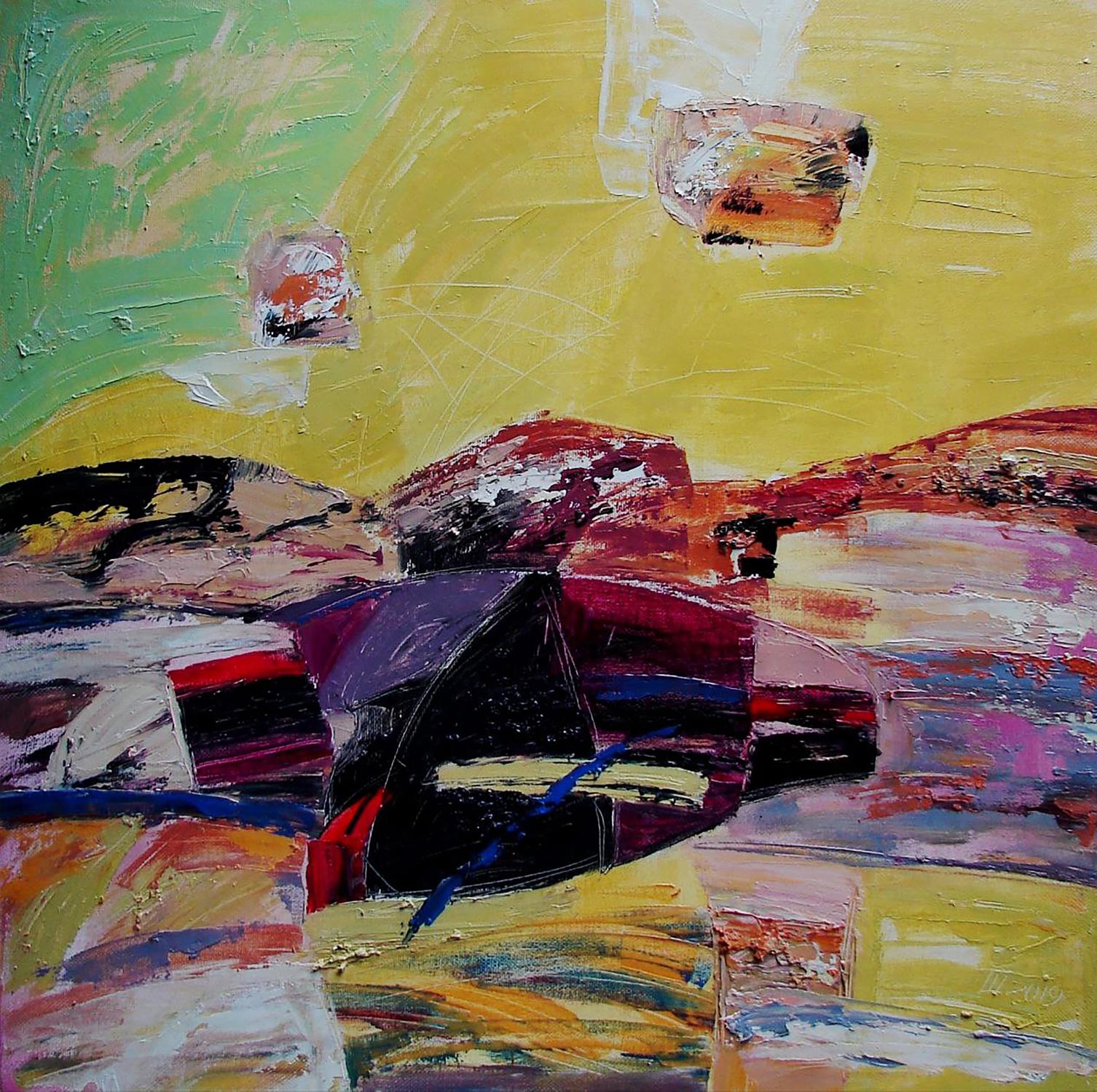 Oil painting Taste of Caramel by Tatyana Shulyak, abstract vibrant brushstrokes