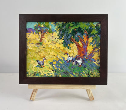 Vibrant impressionist oil painting A day filled with summer by Oleksiy Ivanyuk in dark frame