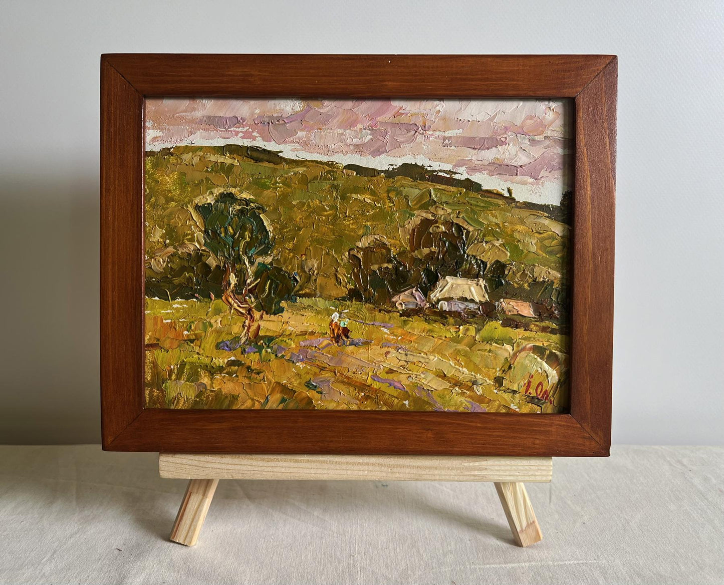 Oleksiy Ivanyuk oil painting: A walk along village outskirts, pastoral hills