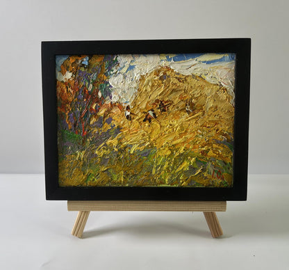 Oil painting In the summer field by Oleksiy Ivanyuk in black frame
