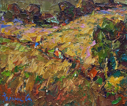 Vibrant Evening Rays oil painting by Oleksiy Ivanyuk, impressionist landscape
