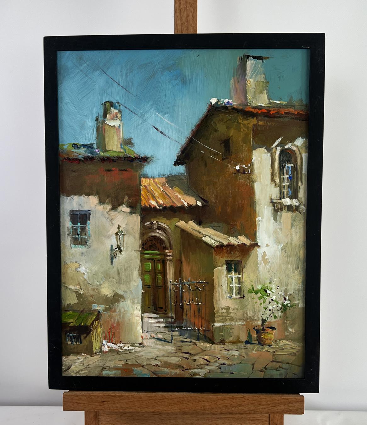 Framed oil painting Old house in the city by Yuriy Suprunchuk