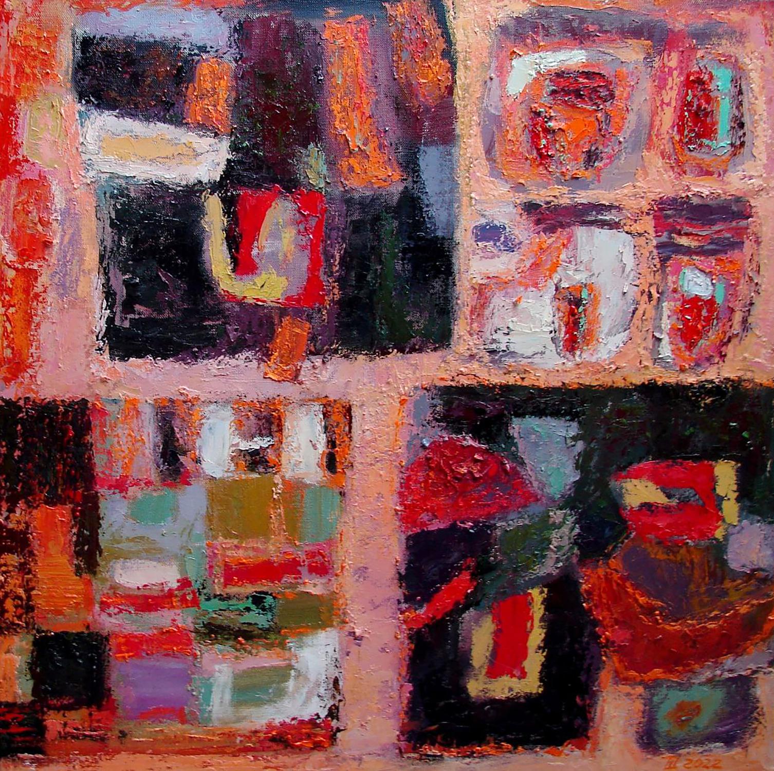 Vibrant Oil Painting Patchwork by Tatyana Shulyak with impasto textures