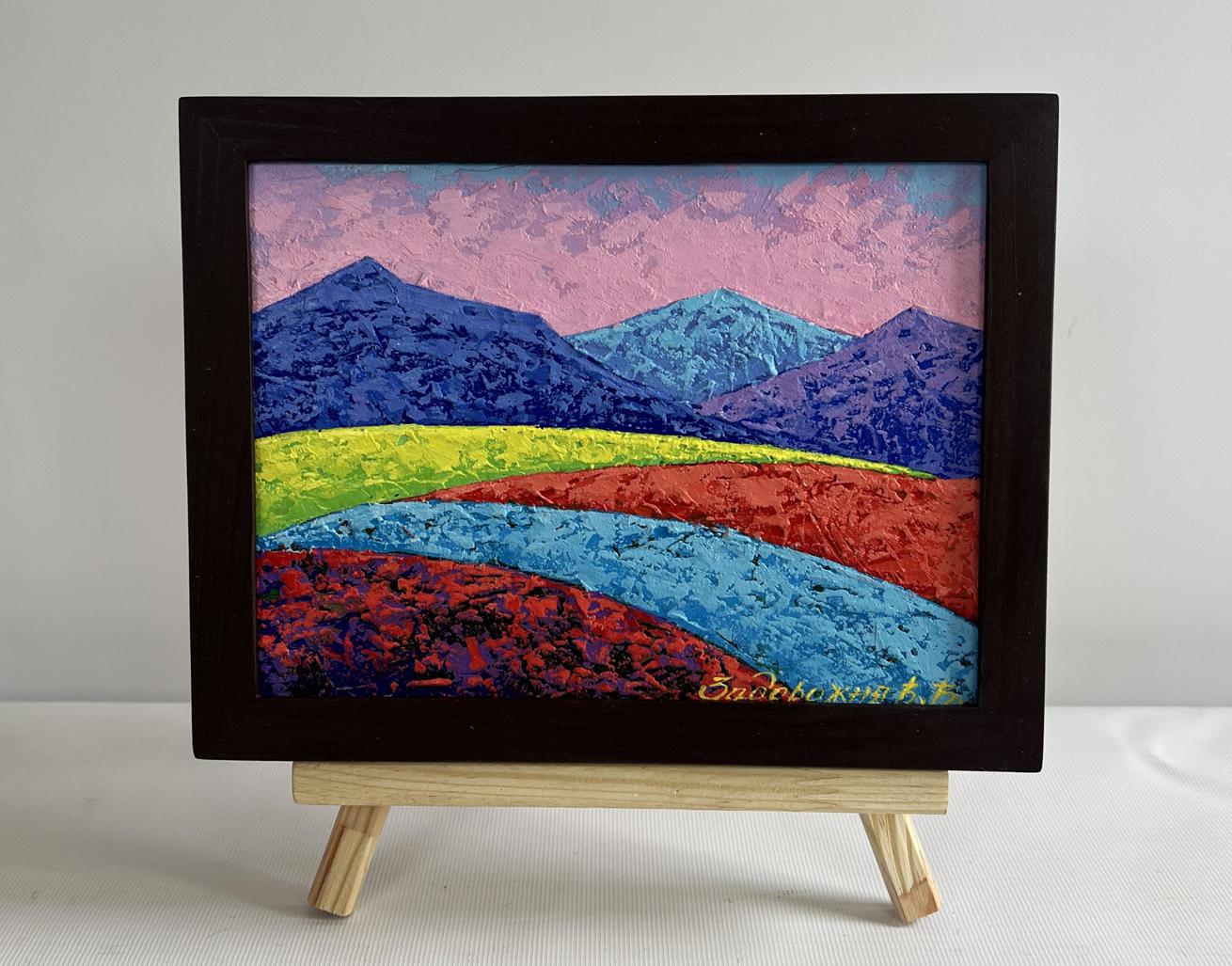 Oil painting The heart drowns in the sunset by V. Zadorozhnya in dark frame