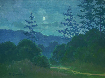 Oil painting Moonlit Night by Valery Savenets serene nocturnal landscape